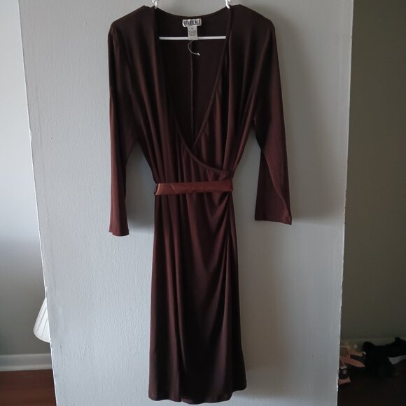 Robbie Bee, brown long sleeve dress. size 14 - Picture 3 of 4